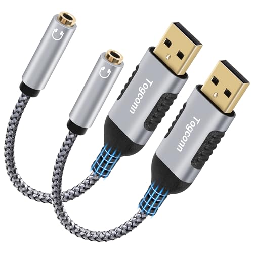USB 3.0 Male to 3.5mm TRRS 4-Pole Female Headphone Jack Adapter 2 Pack, USB-A to Aux Audio Dongle Cable Cord, External Sound Card Converter for Headset, Mac, PC, Laptop, Mac, Desktops, Linux, PS4 - color: USB A Male to 3.5mm Female, size: 2 Pack