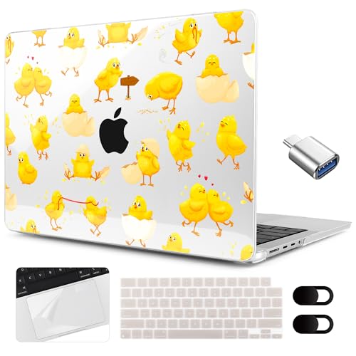 MEEgoodo Compatible with MacBook Pro 14 inch Case (M5/M4/M3/M2/M1) Pro/Max 2026 2025 2024 2023 2021, Case Fit Model A3427/A3426/A3434/A3112/A3401/A3185/A2918/A2992/A2779/A2442, Cute Little Chick - color: Cute Little Chick