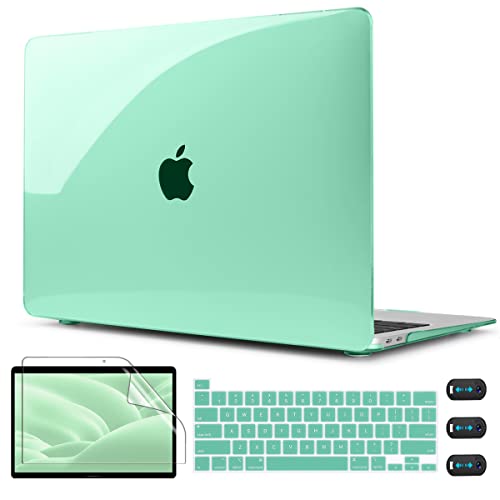 CISSOOK for MacBook Pro 13 Inch M2 M1 Case 2023 2022-2020 Release Green | Hard Shell Case with Keyboard Cover +Screen Protector for MacBook Pro 13 A2338 A2251 A2289 with Touch Bar -Clear Green - color: Clear Green