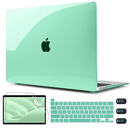 CISSOOK for MacBook Pro 13 Inch M2 M1 Case 2023 2022-2020 Release Green | Hard Shell Case with Keyboard Cover +Screen Protector for MacBook Pro 13 A2338 A2251 A2289 with Touch Bar -Clear Green - color: Clear Green