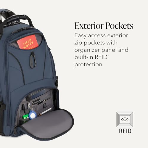 SWISSGEAR 1900 ScanSmart Laptop Backpack, Fits Most 17-Inch Laptops, TSA-Friendly Lay-Flat Design, RFID Protection, and Tablet Pocket, Black, 31L, 18.5-Inch - color: Blueberry