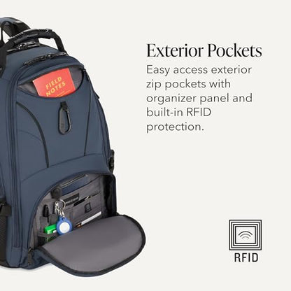 SWISSGEAR 1900 ScanSmart Laptop Backpack, Fits Most 17-Inch Laptops, TSA-Friendly Lay-Flat Design, RFID Protection, and Tablet Pocket, Black, 31L, 18.5-Inch - color: Blueberry