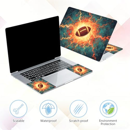 Laptop Skin Sticker Decal 15-15.6 Inch with Cute Mouse Pad, Universal Reusable Vinyl Sticker for 12.1 13 13.3 14 15.4 Inch Netbook and Notebook PC, Fiery Football - color: Fiery Football