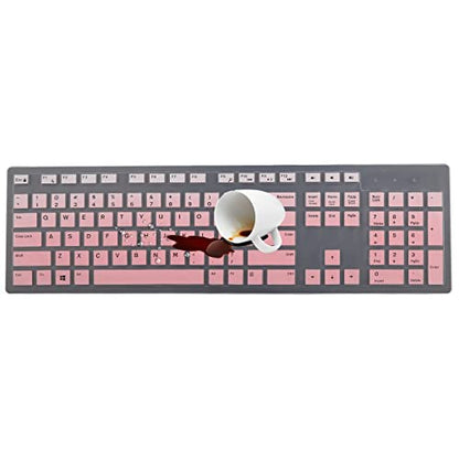Keyboard Cover Skin for Dell KM636 KB216 KB216t KB216d KB216p Wired & Wireless Keyboard, Dell Optiplex 5250 3050 3240 5460 7450 7050, Dell Inspiron Desktop 24" 27" 5400 5490 7700 7790 3475 3670 3477 - color: Gradual Pink