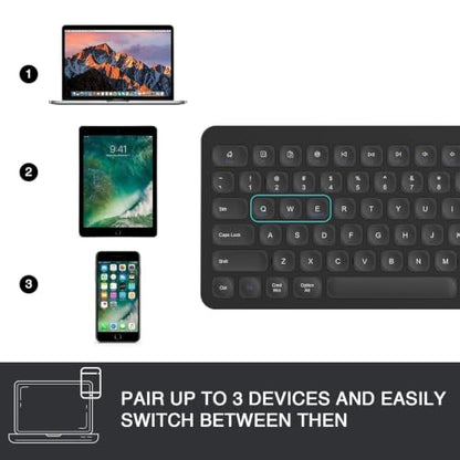 Keyboard, Wireless Bluetooth Keyboard, Multi-Device Ergonomic, Wireless, Compatible with Laptop/PC/Notebook/MacBook/Computer, for iPhone/iPad/iPad mini/iPad Air/Smart TV - color: BK
