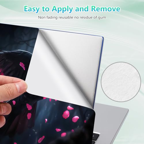 Laptop Skin Sticker Decal 12"-15.6" Universal Laptop/Notebook/Netbook Vinyl - Waterproof Scratch Resistant,Fits HP Dell Lenovo MacBook,2 Free Wrist Pads,Easy Apply & Remove,Crow Pink Forest - color: Crow Pink Forest
