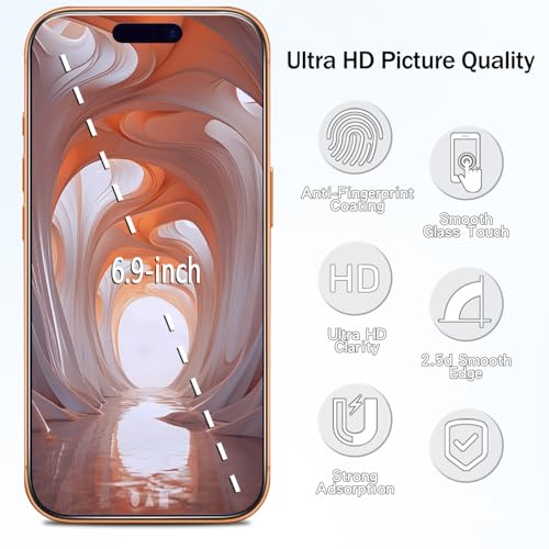 2 Pack Anti Blue Light Screen Protector for iPhone 17 Pro Max 6.9 Inch Eye Protection Tempered Glass Film, Easy to Install, Bubble Free - size: iPhone 17 Pro Max 6.9-inch
