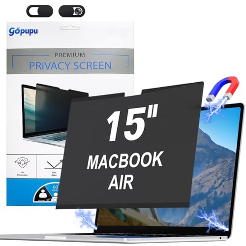 Magnetic Privacy Screen Camera Cover Compatible with Macbook Air 15 Inch 2023-2026 M2 M3 M4 M5 A3114 A3241 A3448 Removable Screen Filter Macbook Air 15 inch Privacy Screen Protector Anti Blue Light Glare - size: MacAir15 Camera Cover