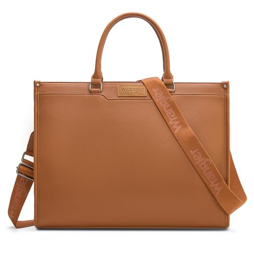 Wrangler Laptop Tote Bag for Women Western Style Work Crossbody Bag - color: Brown