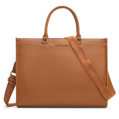 Wrangler Laptop Tote Bag for Women Western Style Work Crossbody Bag - color: Brown
