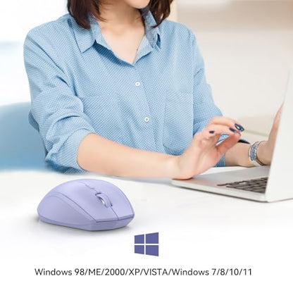 TECKNET Bluetooth Mouse, Wireless 6 Buttons 2-Yr Battery, Lavender | BT 5.0/3.0, 6-Level DPI to 4800, Wide OS Compatible, Ergonomic for M/L Hands, Extended Battery - color: Lavender