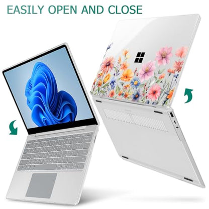Mektron Surface Laptop Go 12.4 inch Case Compatible with Go 3/2/1 Microsoft Surface Laptop 12.4" Cover 2023-2020 Releases Model 1943/2013 Plastic Hard Shell Case with Screen Protector, Floral P165 - color: Floral P165