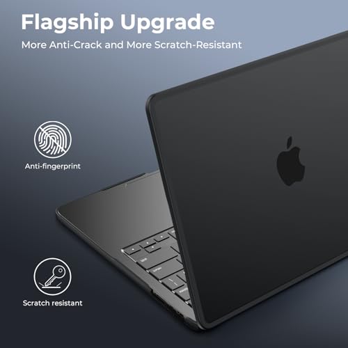 BlueSwan Anti-Cracking Hard Shell Case Compatible with MacBook Pro 14-inch M5 2026 2025-2021 Release M4 M3 M2 M1 Pro/Max Chip, Anti-Fingerprint Soft TPU Bumper, Frosted Black - color: Frosted Black