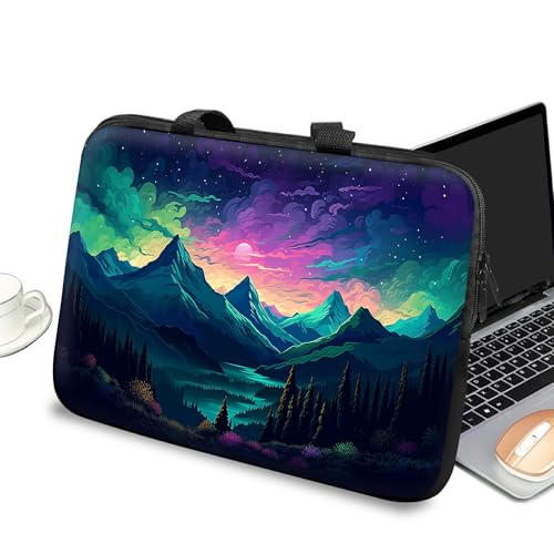 Universal Laptop Case Sleeve 10 inch with Handle and Zipper, Kids Tablet Carrying Case Messenger Bag Portable Tote Bag for 7-10 inch iPad/Notebook/eBook/Readers, Colorful Landscape in Night Sky - color: Colorful Landscape in Night Sky, size: 10 inch