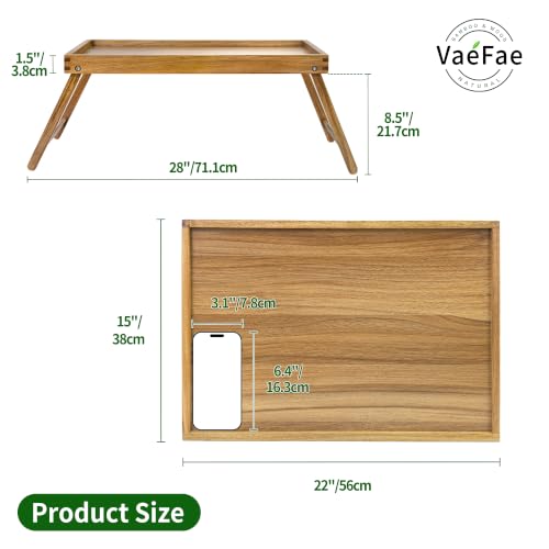 VaeFae Acacia Bed Table Tray, Wooden Breakfast Tray with Folding Legs, Bed Tray for Eating and Laptop, Eating Trays for Bedroom (Extra Large Size) - size: Extra Large