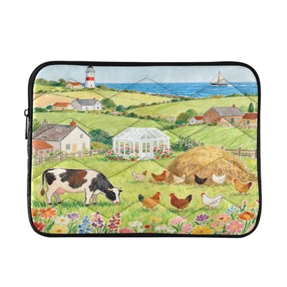 Cute Spring Scene Green 13” Quilted Laptop Sleeve Case Soft Notebook Protector Bag Computer Carrying Case - color: Cute Spring Scene Green, size: Medium
