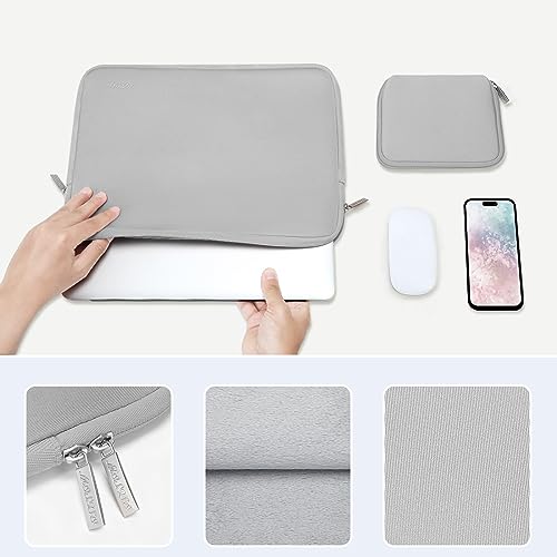 MOSISO Laptop Case 13.3 inch, 13-13.3 inch Laptop Sleeve with Small Case | Compatible with MacBook Air/Pro 13/Pro 14 M5 M4 M3 M2 M1, HP Dell ASUS Lenovo, Neoprene Computer Sleeve Bag, Light Gray - color: Light Gray, size: 13.3 inch