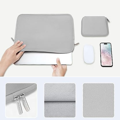 MOSISO Laptop Case 13.3 inch, 13-13.3 inch Laptop Sleeve with Small Case | Compatible with MacBook Air/Pro 13/Pro 14 M5 M4 M3 M2 M1, HP Dell ASUS Lenovo, Neoprene Computer Sleeve Bag, Light Gray - color: Light Gray, size: 13.3 inch