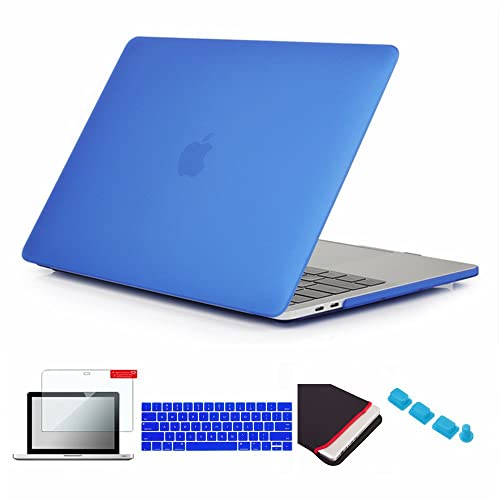 Se7enline Compatible with MacBook 13 inch Pro Case with Touch Bar Matte Hard Cover for Mac Pro 13-inch Model A1706/A1989/A2159&Sleeve Bag&Keyboard Cover&Screen Protector&Dust Plug, Deep Blue - color: Deep Blue, size: 13 inch (2016-2019 Version)