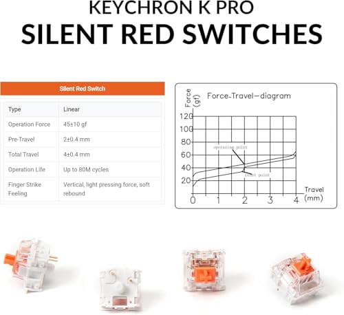 Keychron K8 Wireless Mechanical Keyboard – Silent Red Switch for Quiet Office and Gaming, TKL 87 Keys, Soft White LED Backlight, Bluetooth & USB-C Wired Connectivity, Compatible with Mac and Windows - color: Silent Red Switch, size: White Backlight