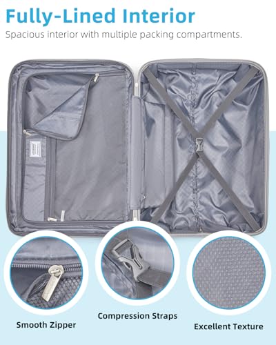 LARVENDER Carry on Luggage Sets 3 Piece, 20 Inch Suitcases, Glossy Silver | 22x14x9 Airline Approved, Lightweight PC+ABS Hardshell, Smooth 360° Double Wheels, TSA Lock, 3-Piece Set with XL Backpack - color: Glossy Silver (XL-BP), size: 3 Piece Set (Backpa