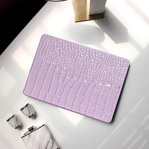 Crocodile Case for MacBook Air 13 inch M1 2022 2021 2020 2019 2018 A2337 A2179 A1932, Crocodile MacBook Air M1 Case, Aligator Skin Snakeskin PU Leather Hardshell & Keyboard Cover, Lilac - color: # Shiny Lilac Crocodile