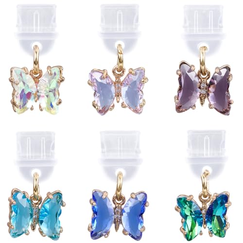CREATCABIN 6 PCs Butterfly Dust Plug Charm Type C USB Mini Plug Charm Charging Port Compatible with Kindle with Type C Charging Port Coquette Samsung Android Phone Decoration Gift Men Women Home - style: Butterfly