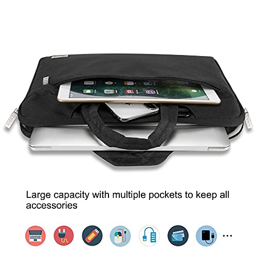 Voova 13.3-13 Inch Laptop Sleeve with Handle, MacBook Sleeve, Black | Splash-proof laptop sleeve with handle and removable strap; fits 13-inch MacBook Air/Pro M1-M5, HP, Lenovo, Asus and Acer - color: Black, size: 13-14 Inch(35 x 24 x 2.5 cm)