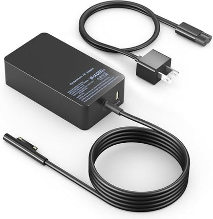 65W Surface Laptop Charger for Microsoft Surface Pro 11/10/9/8/7/7+/6/5/4/3/X, Surface Laptop 7/6/5/4/3/2, Surface Go 4/3/2, Surface Book 3/2/1,Surface Pro Charger 9ft - color: black