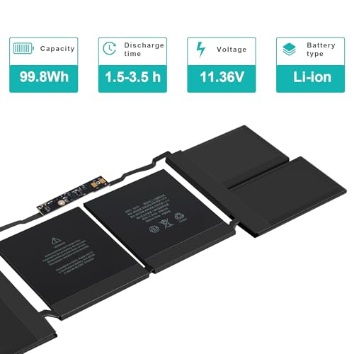 Futurebatt A2113 A2141 Battery Compatible with MacBook Pro 16-inch A2141，Release 2020 2019 EMS 3347 MVVJ2xx/A MVVK2xx/A MVVL2xx/A MVVM2xx/A - size: A2113 14.88 5.98 0.79in