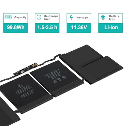 Futurebatt A2113 A2141 Battery Compatible with MacBook Pro 16-inch A2141，Release 2020 2019 EMS 3347 MVVJ2xx/A MVVK2xx/A MVVL2xx/A MVVM2xx/A - size: A2113 14.88 5.98 0.79in