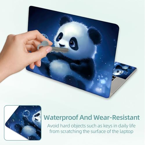Universal Laptop Skin Decal, 3-Piece Vinyl Protector for 12 13 14 15.6" Notebook, Waterproof Anti-Scratch, Easy Trim & Bubble-Free Finish, Cute Panda - color: Cute Panda