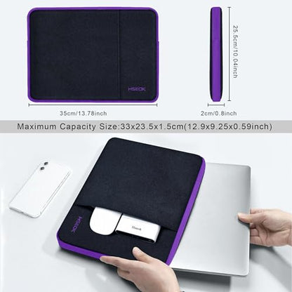 Hseok Laptop Case 13.3 14 inch Sleeve, Rainproof & Shockproof Carrying Case Compatible with MacBook Pro/Neo 14 M5/M4/M3/M2/M1,13.3 MacBook Air/Pro,XPS 14 and Most 13"-14" Notebook Tablet,Bk-Purple - color: Black-purple