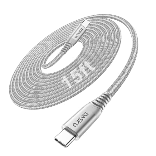 15FT Extra Long USB C to USB C Cable 100W Fast Charging Type C Charger Cord | for iPhone 17 17 Pro Max, iPhone 16 Series, iPhone 15 Series, Galaxy S24 S23, MacBook, Car Play-Gery - color: Grey, size: 15FT 1Pack, style: 100W USB C to USB C
