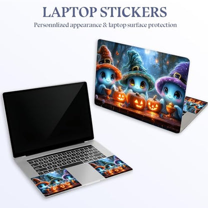 Universal Laptop Skin Sticker Decal,15.6 Inch Laptop Vinyl Cover for 13" 14" 15.6" Laptop,Scratch-Resistant Waterproof Protector Wrap,Reusable with Wrist Pads,Witch Spirit Pumpkin Party - color: Witch Spirit Pumpkin Party