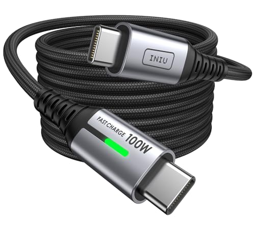 INIU USB C Cable, [6.6ft/2m] 100W PD USBC to USBC Charger Cable Fast Charging, Nylon Braided Type C to C Power Cord Data Cable USB-C for iPad Air MacBook Pro iPhone 16 15 Samsung Galaxy S23 S22 A9