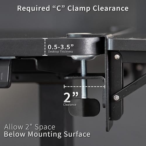 VIVO Clamp-on 24 x 12 inch (14 Including Clamps) Desk Extender, Wrist Support, Foldable Keyboard Tray, Table Mount for Sit Stand Desks, Black, DESK-EXT24. | Foldable, Wrist Support Arm Rest, Office Keyboard Tray, Side Table Extension Attachment - size: 24