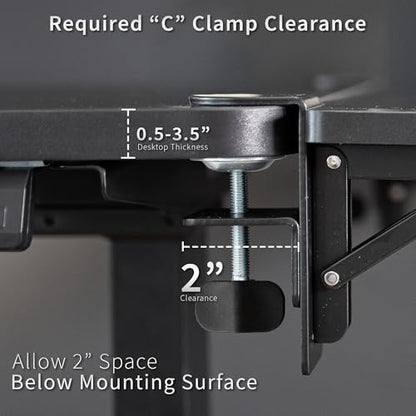 VIVO Clamp-on 24 x 12 inch (14 Including Clamps) Desk Extender, Wrist Support, Foldable Keyboard Tray, Table Mount for Sit Stand Desks, Black, DESK-EXT24. | Foldable, Wrist Support Arm Rest, Office Keyboard Tray, Side Table Extension Attachment - size: 24