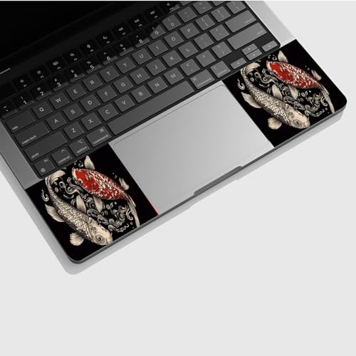 Universal Laptop Skin Sticker with 2 Wrist Pad Skins, Waterproof Scratch Resistant Vinyl Laptop Cover Decal, Cut to Fit for 11–15.6 Inch MacBook HP Dell Lenovo, Koi Fish - color: Koi Fish