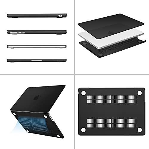 MOSISO Compatible with MacBook Air 13 inch Case M5 2026 M4 M3 M2 2025-2022 | A3449 A3240 A3113 A2681, Scratches-Resistant Protective Hard Shell for MacBook Air 13.6 inch Case, Black - color: Black