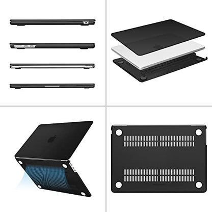 MOSISO Compatible with MacBook Air 13 inch Case M5 2026 M4 M3 M2 2025-2022 | A3449 A3240 A3113 A2681, Scratches-Resistant Protective Hard Shell for MacBook Air 13.6 inch Case, Black - color: Black