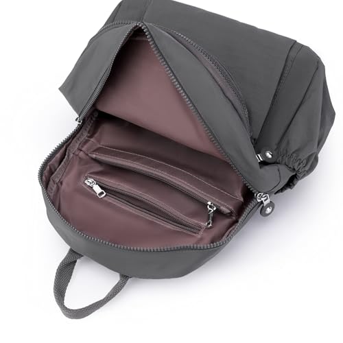 Tanweibago Mini Nylon Women Backpacks,11L Small Ladies backpacks Casual Lightweight Women Shopping Travel Daypack (Neutral Gray) - color: Neutral Gray