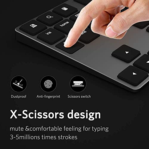 JOYEKY Bluetooth Number Pad, Wireless Numeric Keypad, USB-C Rechargeable External 34-Keys Numpad, Financial Data Entry Keyboard for iMac, MacBook Air/Pro, PC Desktop, Laptop Notebook - color: A-Black