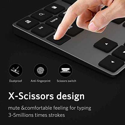 JOYEKY Bluetooth Number Pad, Wireless Numeric Keypad, USB-C Rechargeable External 34-Keys Numpad, Financial Data Entry Keyboard for iMac, MacBook Air/Pro, PC Desktop, Laptop Notebook - color: A-Black