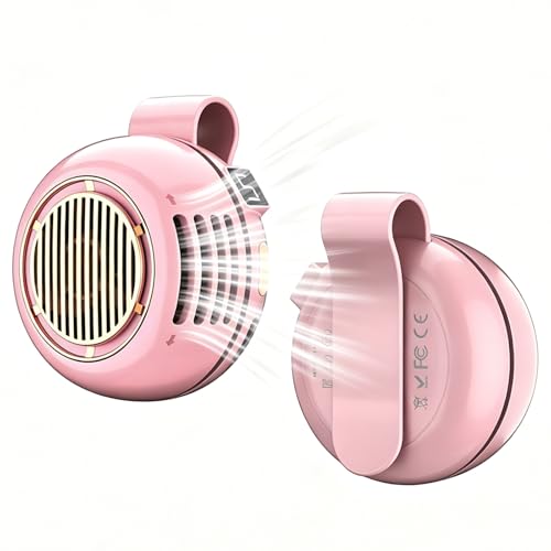Portable Silent Mini Bladeless Fan Clip On, 2026 Upgrade Adjustable 5 Speed, LED Digital Display, 360° Rotatable, USB Rechargeable, For Outdoor, Travel, Office (Pink) - color: Pink