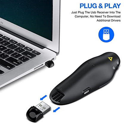 Rechargeable Presentation Clicker Wireless Presenter Remote USB Control Powerpoint PPT Clicker, RF 2.4GHz Presenter Remote Slide Advancer for Computer/Laptop/Mac/Keynote - color: A1-Red