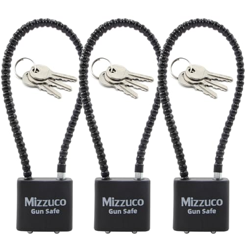 Keyed Cable Gun Lock w/3 Spare Keys for Dry Home Firearm Storage | 8.5 & 15 Inch, 1/3/5 Pack, Compatible w/ Handguns, Revolvers, Rifles & Shotguns for Home Gun Safe Storage(8.5" lock, Sable) - color: Sable, style: 8.5" lock