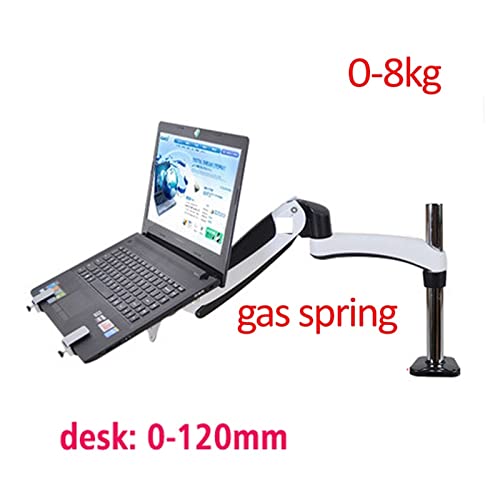 DL-GM112-LP1 Full Motion Aluminum Air Press Gas Spring Dual Arm Laptop Desktop Mount Swivel Grommet Hole Clamp Notebook Tray(for 0-120mm Desk) - color: For 0-120mm Desk