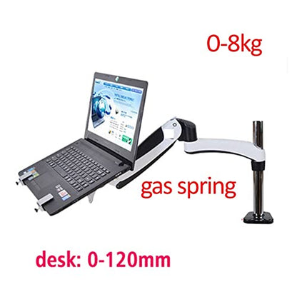 DL-GM112-LP1 Full Motion Aluminum Air Press Gas Spring Dual Arm Laptop Desktop Mount Swivel Grommet Hole Clamp Notebook Tray(for 0-120mm Desk) - color: For 0-120mm Desk
