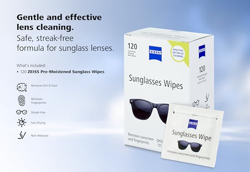 ZEISS Pre Moistened Sunglasses Cleaning Wipes 120 Count - size: 120 Count (Pack of 1)